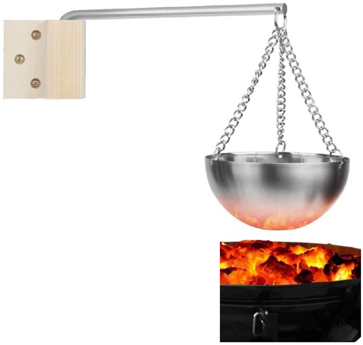 Dailygoods- Aromatherapiekom Roestvrij Staal - Wandmontage - Verstelbare Schommelarm - Sauna Accessoires - Voor Thuis Spa - 20 cm - Saunaoliehouder