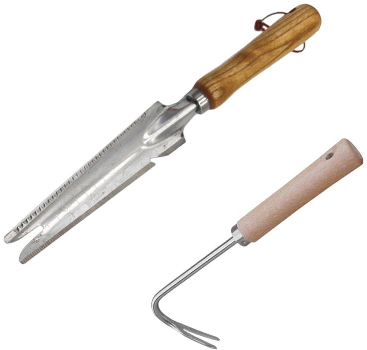 Dailygoods- Onkruidverdelger met zaagblad - Handmatige Onkruidverdelger - Houten/Roestvrij Stalen Tuingereedschap - 34 cm - 1 stuk - Geschikt voor Bloemperken