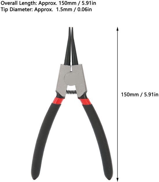 Dailygoody - Lock Ring Pliers - Carbon Staal Ring Verwijderingsset - Met Rubber Grip - Gereedschap Set - Ring Verwijdering - Handgereedschap - Geschik — afbeelding 4