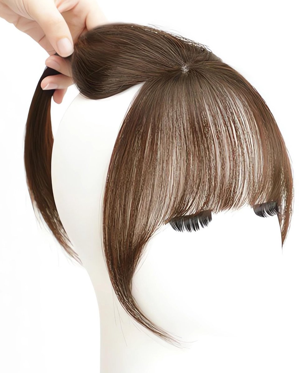 Dailygoods- Clip-in Bangs Natuurlijke Franse Pony - Echthaarverlengingen - Veilig en Comfortabel - Geschikt voor Diverse Gezichtsvormen - Lichtbruin - Onzichtbare Clips - Pony's