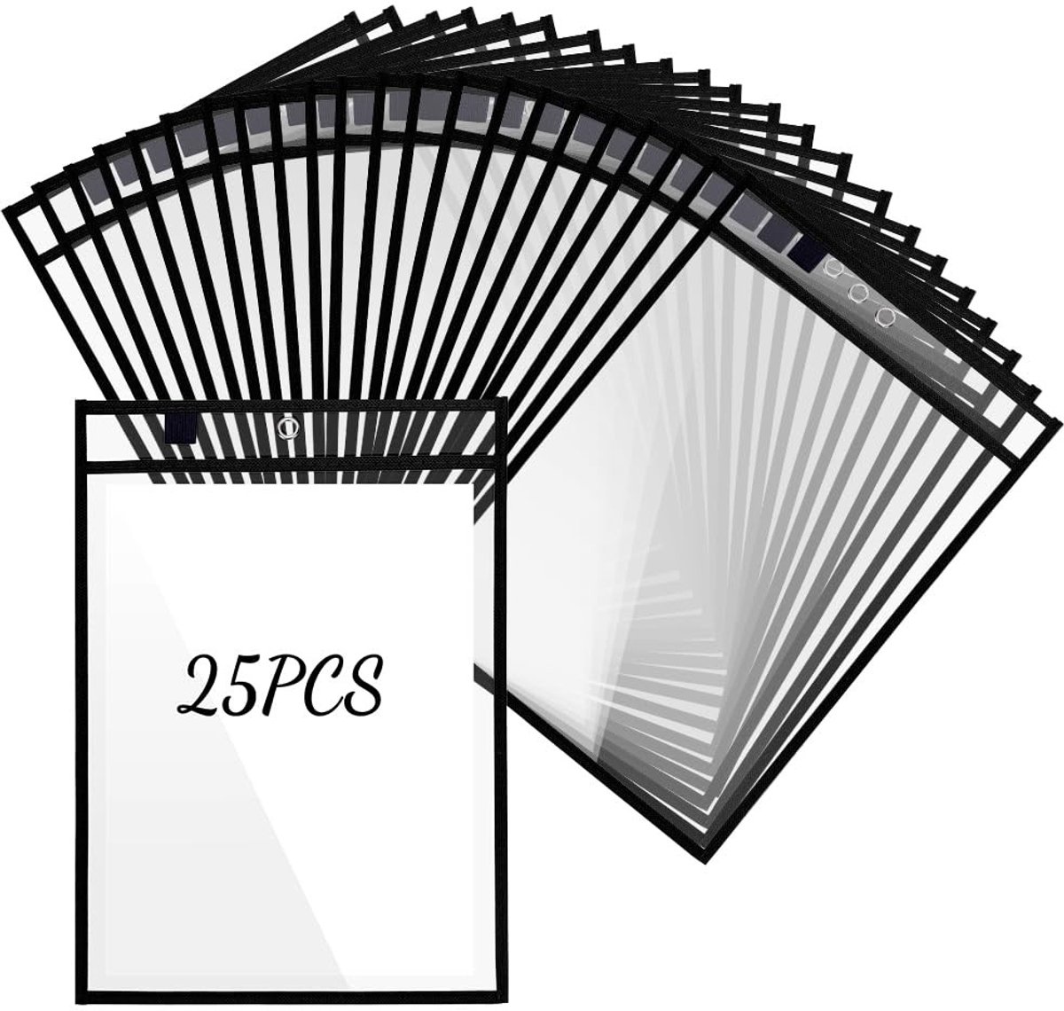 Dailygoods- Ticket Houders 25 Pack - Herbruikbare PVC Zakken - 30x25 Inch - Droogwiszakken - Organisatie Klas/Kantoor - Schokbestendig - Documenthoezen