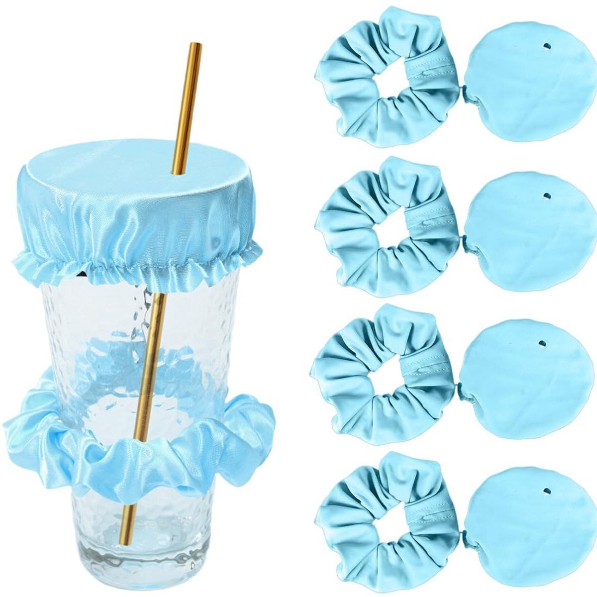 LIVIA HOME- Anti-Spick-Hoes - 4 x Herbruikbaar - Elastisch - Lekvrij - Rietgat - Veilig voor Vrouwen - Drinkdeksel