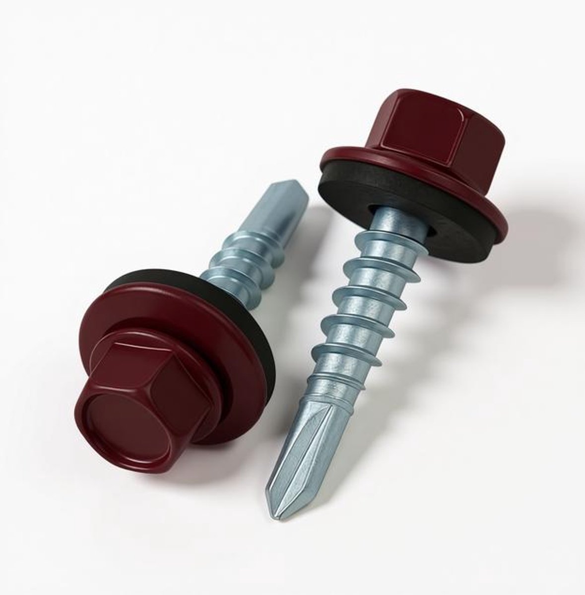 ElleMooi 4,8 x 35 mm Zeskant dakschroeven RAL 3005 Wijnrood met EPDM ring – Zelfborend, verpakking 50 stuks