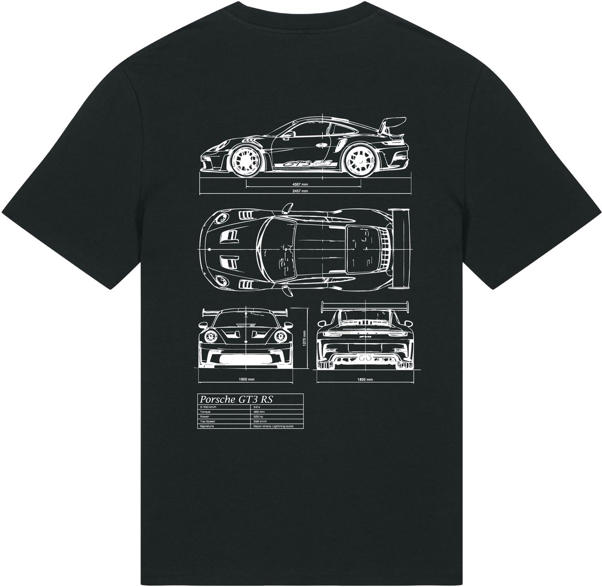 Zwarte Porsche GT3 RS T-shirt - maat XXL