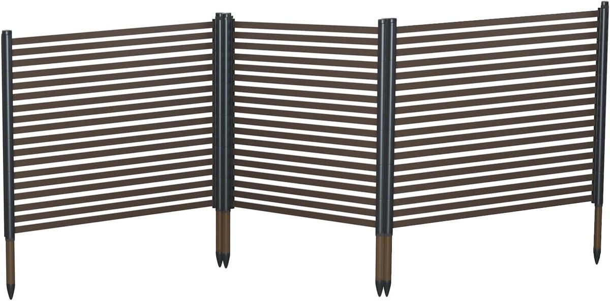 Tuinafscheiding 3 x stuks - Metalen Tuinscherm met PE-Coating 270 x 124 cm - Stevige Decoratieve Afrastering - Steekbaar Zonder Graven - Weerbestendige Dierenbarrière voor Tuin, Terras, Border & Bloemperk,Bruin