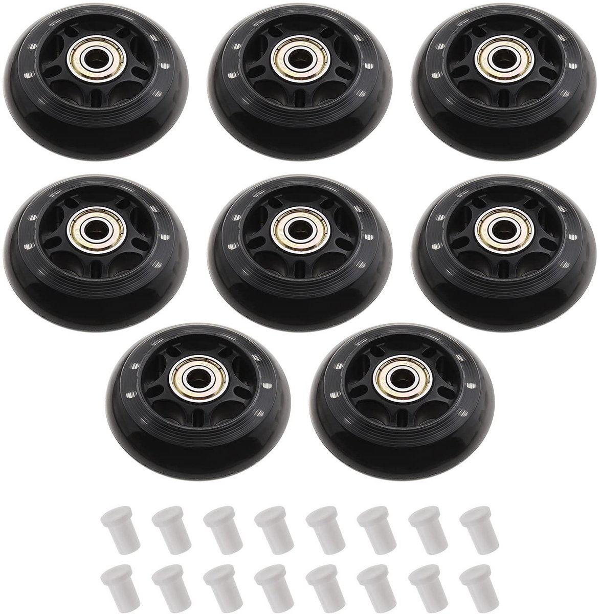Dailygoods - Schaatswielen 70 mm - Voor binnen en buiten - Ideaal voor jongens en meisjes - Vervangende PU wielen - Inclusief afstandhouders - Recreat...