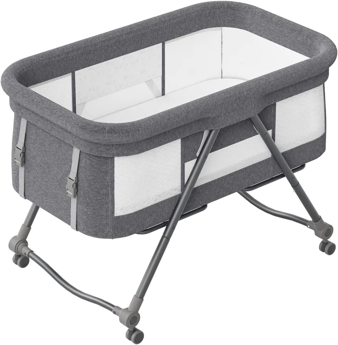 Novyro Living - reisbedje voor baby's - reiswiegje - draagwieg - opvouwbaar - met matras - zwart - gestoffeerd