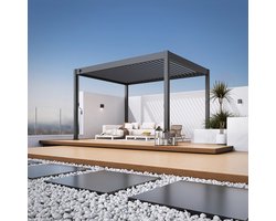 Pergola aluminium 400cm (lengte) x 308cm (breedte) x 256cm (hoogte) RAL 7016 antraciet