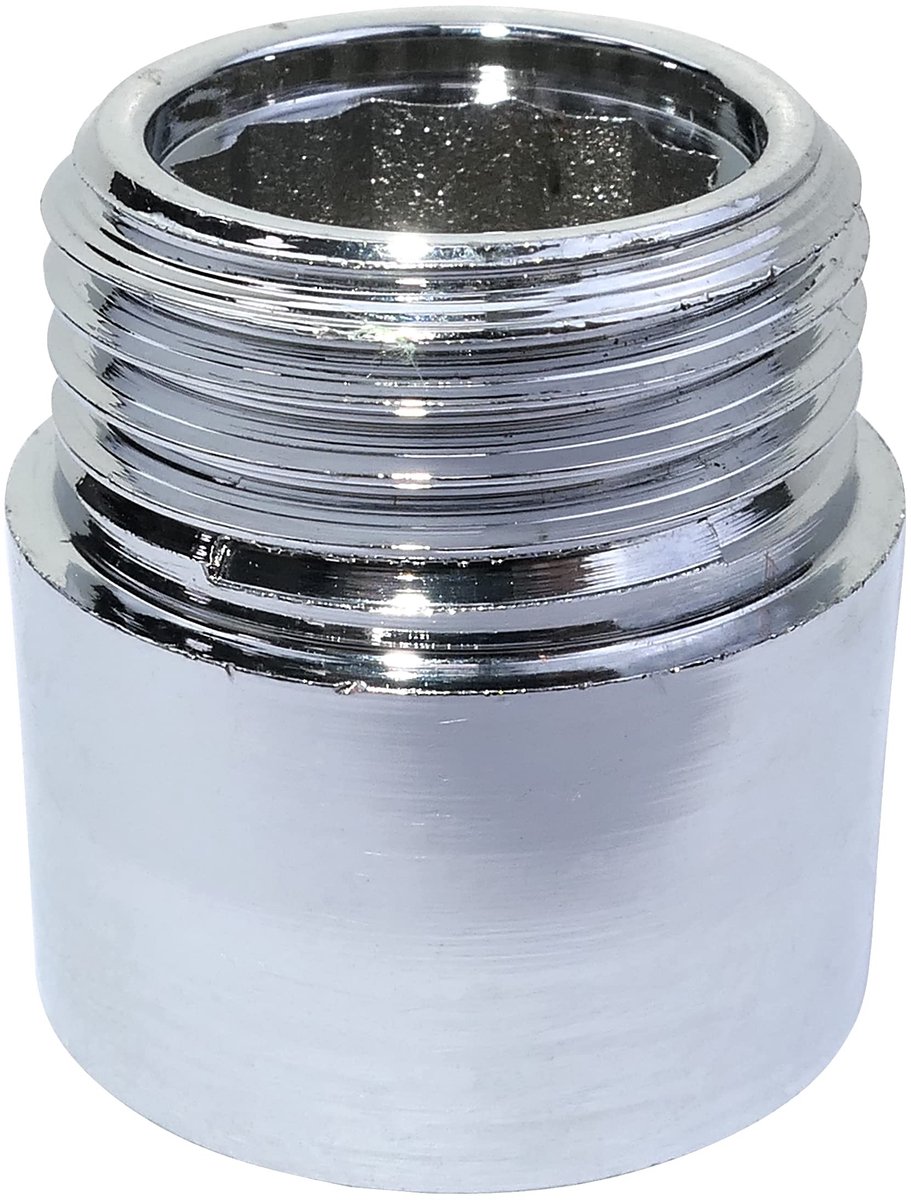 Dailygoods- Verbindingsconnectorverlenging - Rechte opschroefbare uitvoering - Buitendraad/binnendraad 1/2" - Lengte 15 mm - Verchroomd metaal - Duurzame aansluiting - Verbindingsfitting