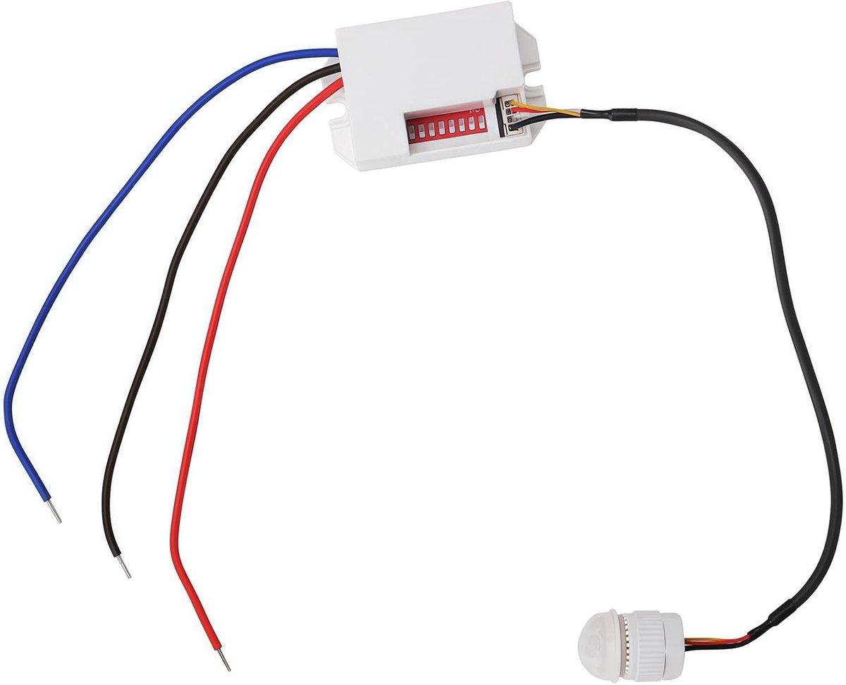 Mini Bewegingssensor 230 V, Inbouwmodel met Instructiehandleiding, Infraroodsensor, IP20, Verstelbare Tijdgevoeligheid, LED, 360° Beveiliging en Automatische Verlichting