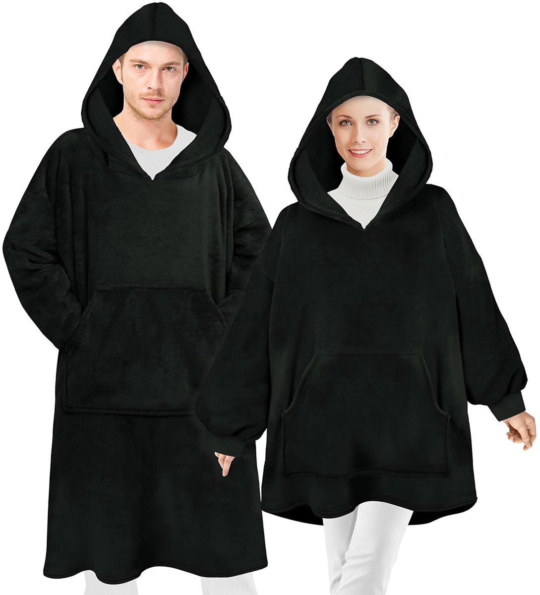 Dailygoods- Hoodie Oversize knuffelfleece met capuchon - Kangoeroezak - XXL-formaat - Dames/Heren - Warmte - Microvezel polyester - Sweater