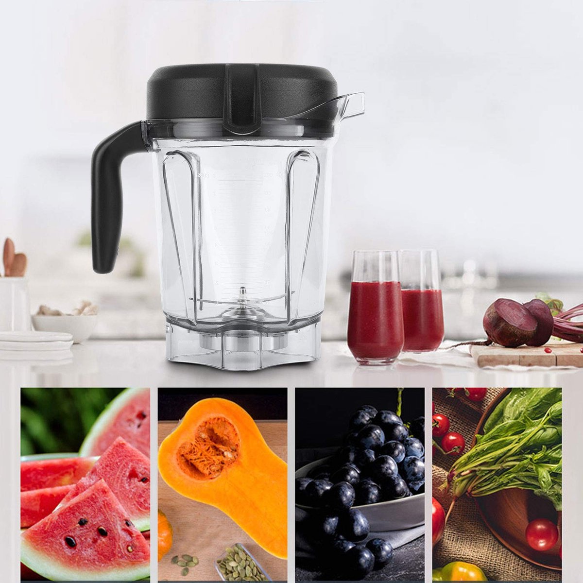 Dailygoods- Blendercontainer 64oz - Lichtgewicht - Duurzaam - Antislip handgreep - Compatibel met Vitamix 5300/G-serie - BPA-vrij materiaal - Blenderkan – foto 5