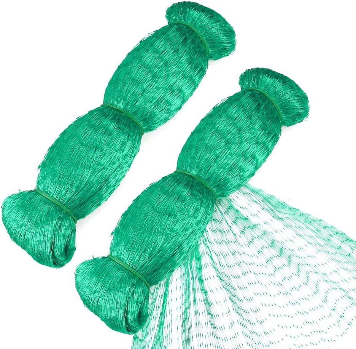 Dailygoods- Tuingaas Groen 2x10m - 2 Stuks - Vogelnet - Bescherming tegen Dieren - UV-bestendig - Lichtgewicht Polyethyleen - 15x15mm Gaten - Plantennet