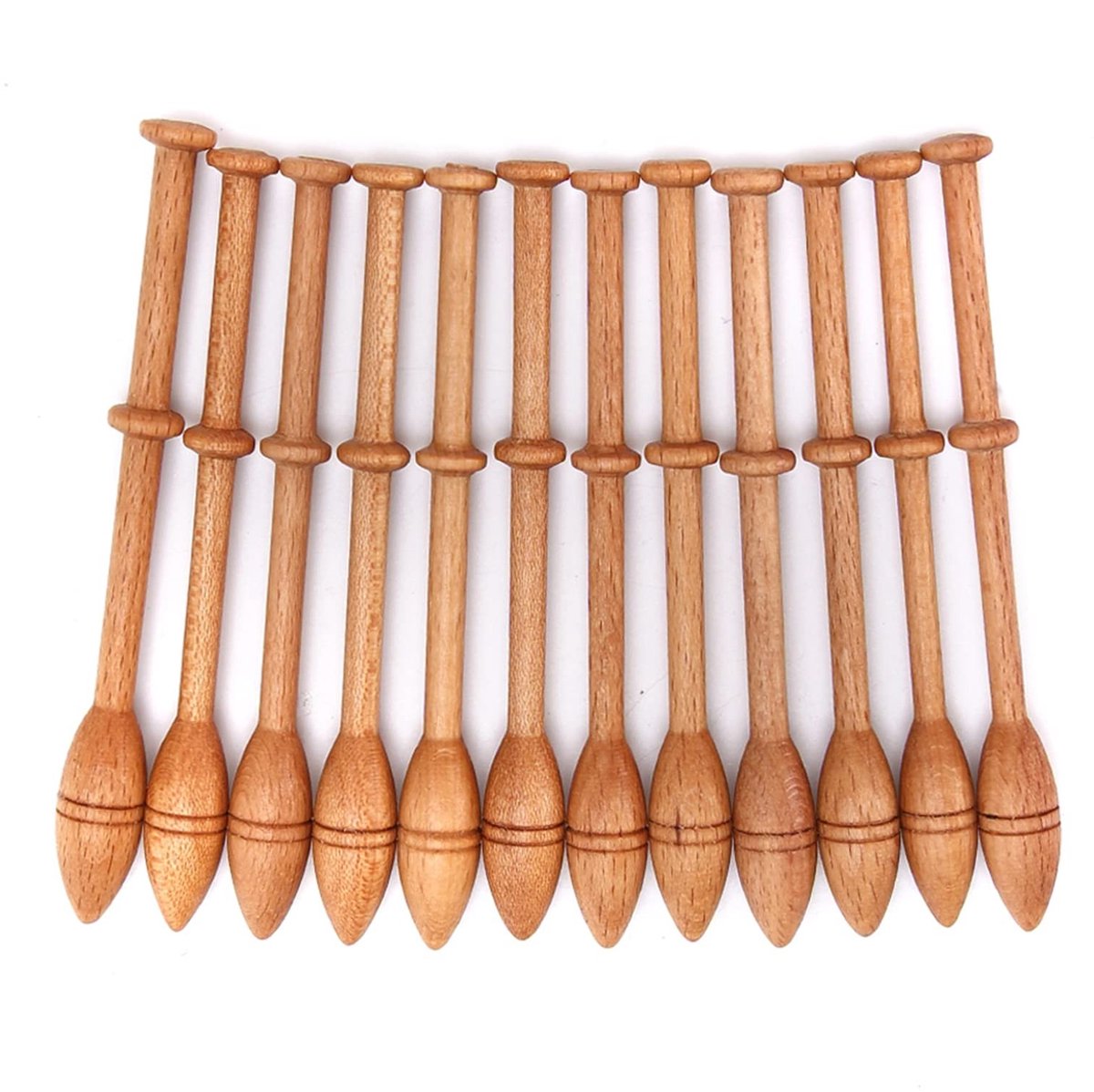 Dailygoods- Kantklos Set - 12 Houten Kantklossen - Beginnersvriendelijk - Hoogwaardige Beukenhout - Ideaal voor DIY Projecten - Perfecte Cadeaukeuze - Kantklosset