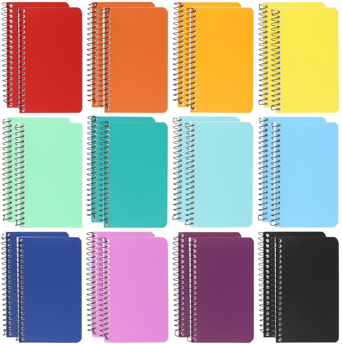 Dailygoods- Notitieboek A7 - 24 Stuks - Kleine Notitieboekjes - Zakformaat - Mini Notebooks - Kantoorbenodigdheden - 12 Kleuren - Notitieblok