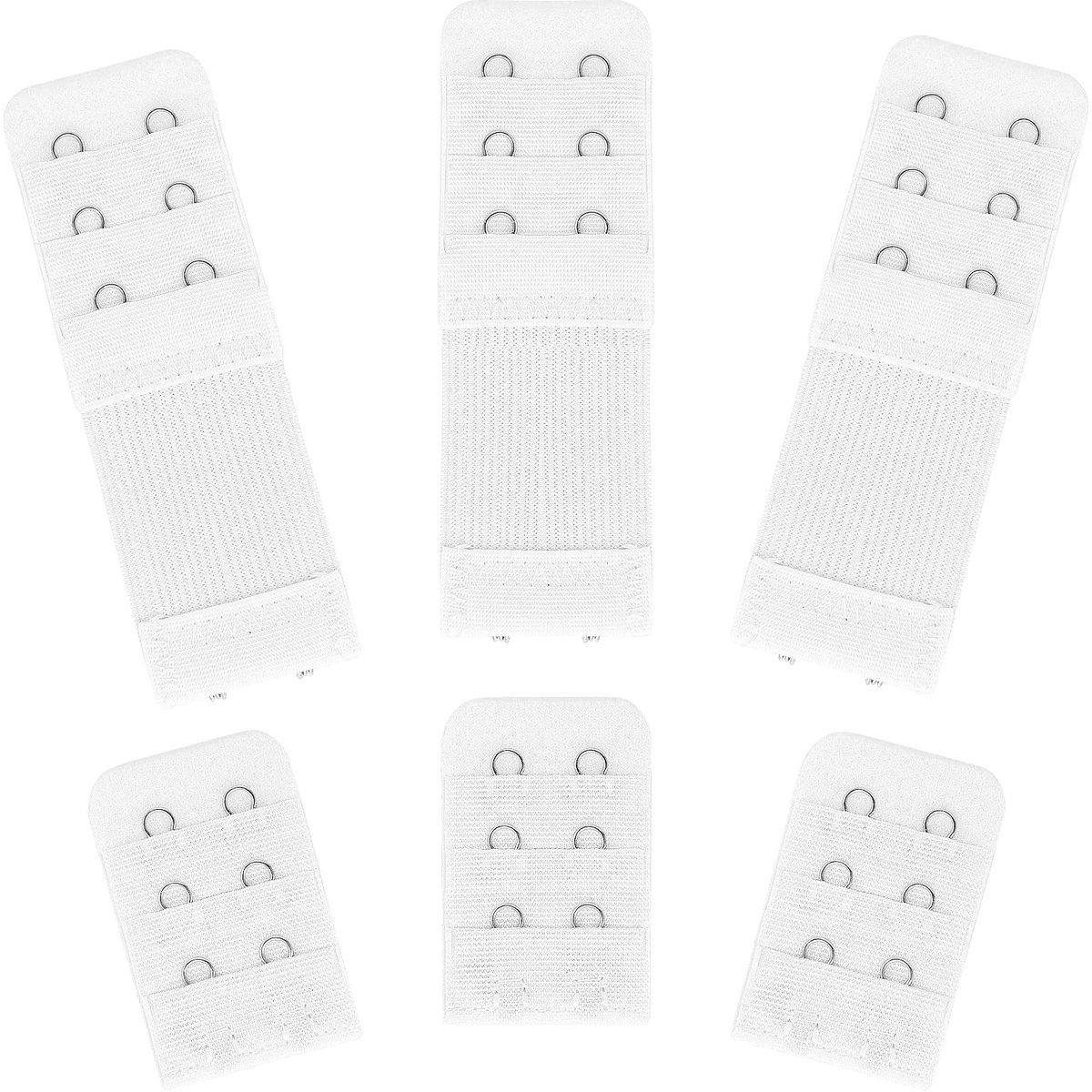 Dailygoods- Beha-bandverlenger 6 Stuks - Elastische Beha-Extenders - 2/3/4 Haken - Zachte/Comfortabele Bandverlenger - Polyester Materiaal - Afmetingen 15x14x1.5cm - Bh Extender