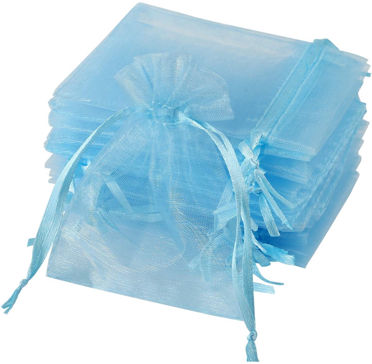 Dailygoods- Organza Zakjes 120 Stuks - Lichtblauw - Geschenktas - Jute Zakjes - Zakjes 7 x 9 cm - Geschikt voor Sieraden en Cadeaus - Geschenkzakjes
