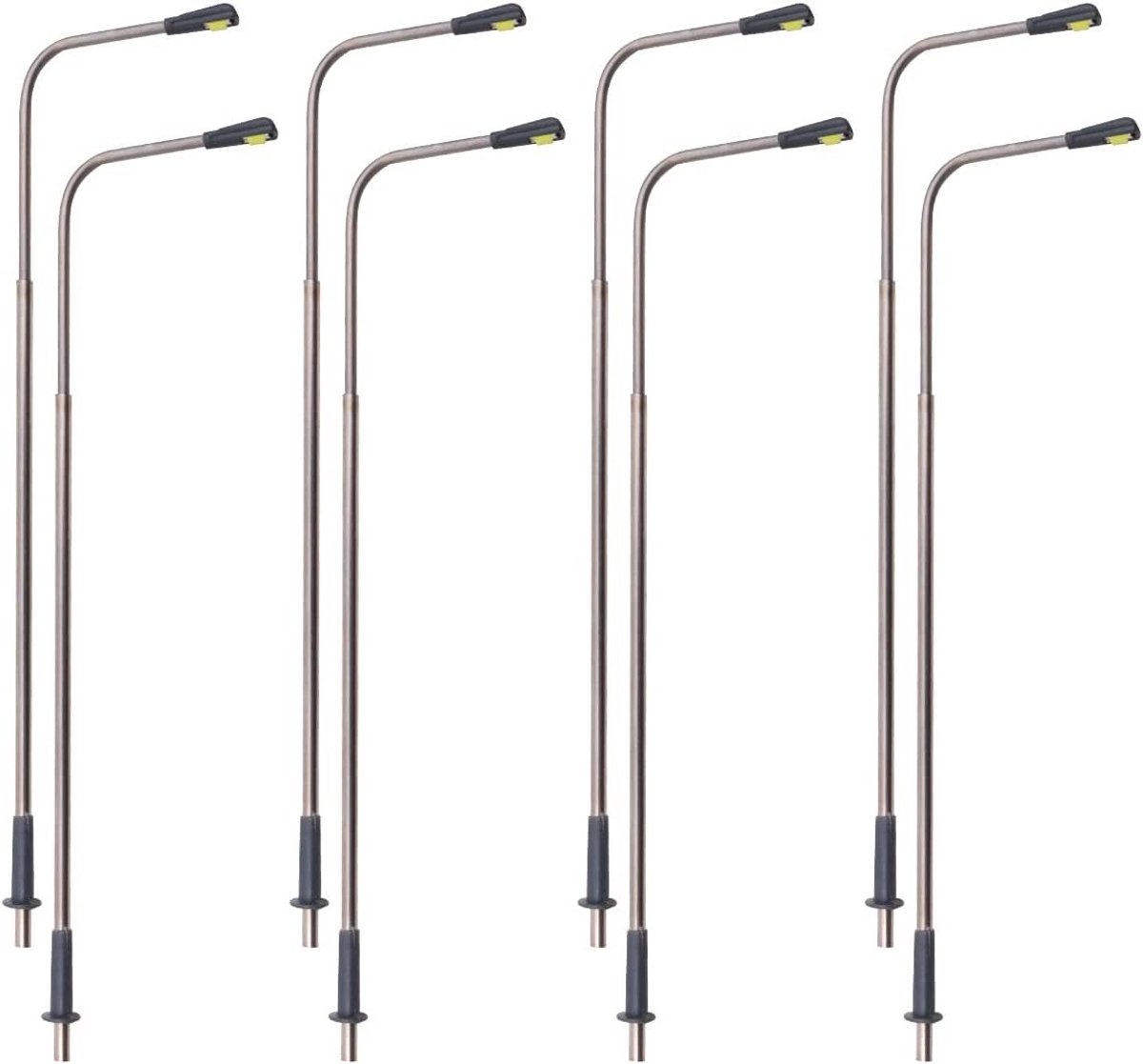 8 Stuks Model Spoorweg Trein Lampen LED Straatlampen Metaal Enkelkop Verlichte Lantaarns voor HO en OO Schaal