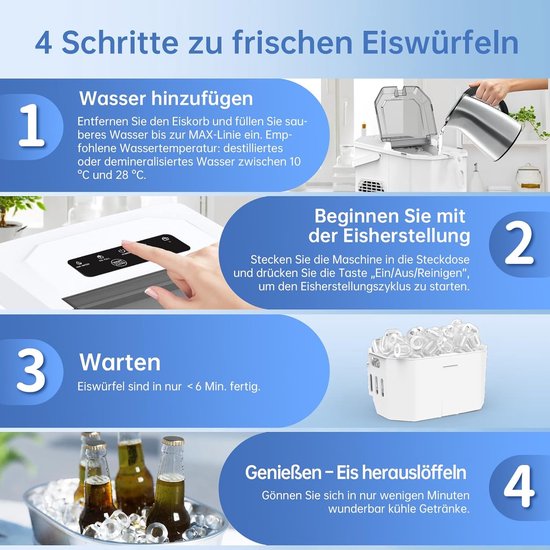 IJsblokjesmachine - IJsmaker - Snelle Koeling - Zelfreinigend Functie - 12kg Per Dag - Wit — afbeelding 2