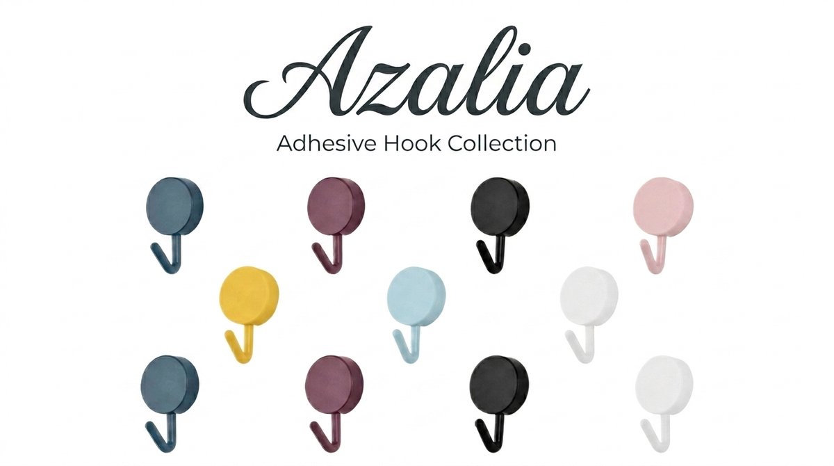 Azalia 14 stuks kleurrijke haken, zelfklevend, wandhaken, zelfklevende wandhaken, duurzaam, schattig, kleurrijk, sleutelhouder, decoratieve haken, wandhaken