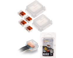 Raytech Gel Box HappyLine Happy Joint 4 - 45x37x24mm IP68 / IPX8 (max 4x4mm2) / Gel Gevulde Lasdoos / Waterdichte Lasdoos / Waterdichte Kabelverbinder / Professioneel / 2 Stuks Incl. 4x Wago Lasklem 221-412