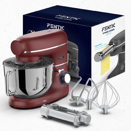 Keukenmachine met Pastamaker - Deegmaker - Zelf Pasta Maken - 8 Dikte-instellingen - 62L Kom - Rood — afbeelding 3