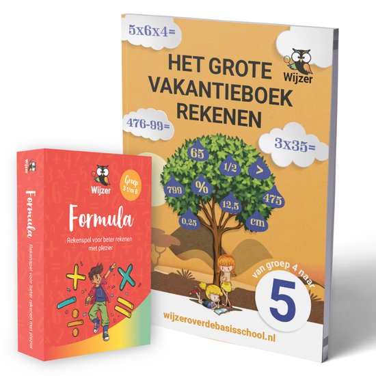 Vakantieboek Rekenen van groep 4 naar groep 5 + Formula Rekenspel - Compleet Oefenpakket voor de Zomer - Wijzer over de Basisschool