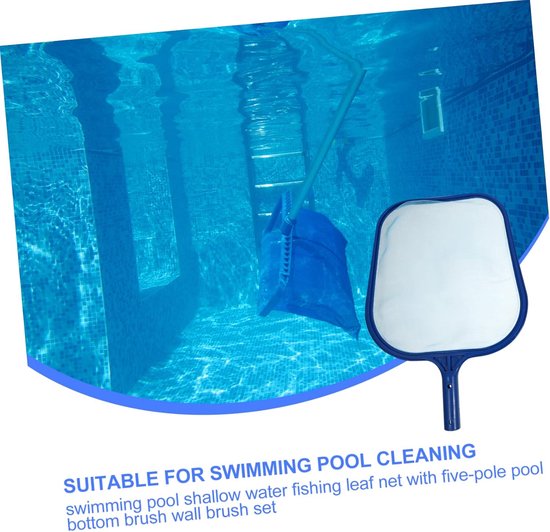 Schoonmaaknetset - zwembad schoonmaaknet - vijver schepnet - bladschepnet - met uitschuifbare stok - met schoonmaakborstel - verstelbaar - schoonmaakaccessoires - geschikt voor zwembad, vijver (blauw, meerdere maten) — afbeelding 5