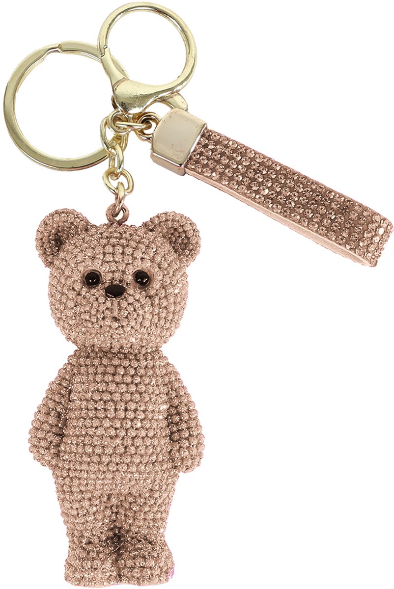 Van Manen sleutelhanger teddybeer goud polystone glitter speelgoed.