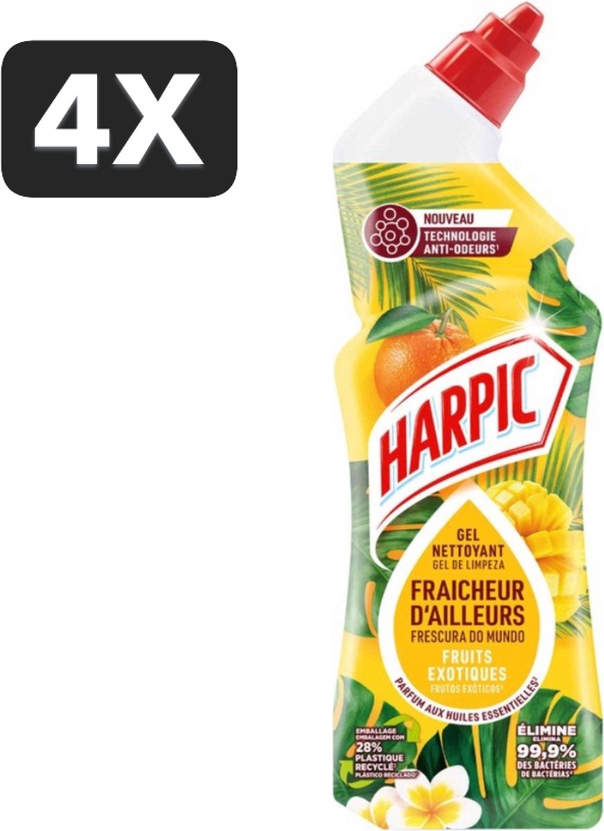 4 x Harpic - Toiletreiniger - Gel - Exotisch Fruit Parfum - 750 ml