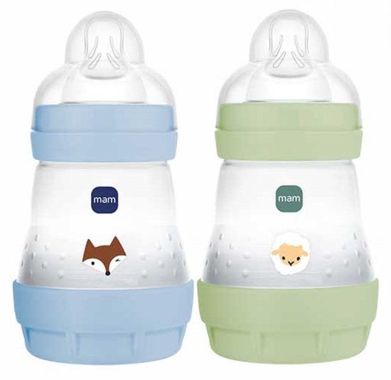 Set van 2 Babyflessen - MAM - Easy Start - Antikoliek - 160 ml - Flow 1 speen - Oceaan + Zand