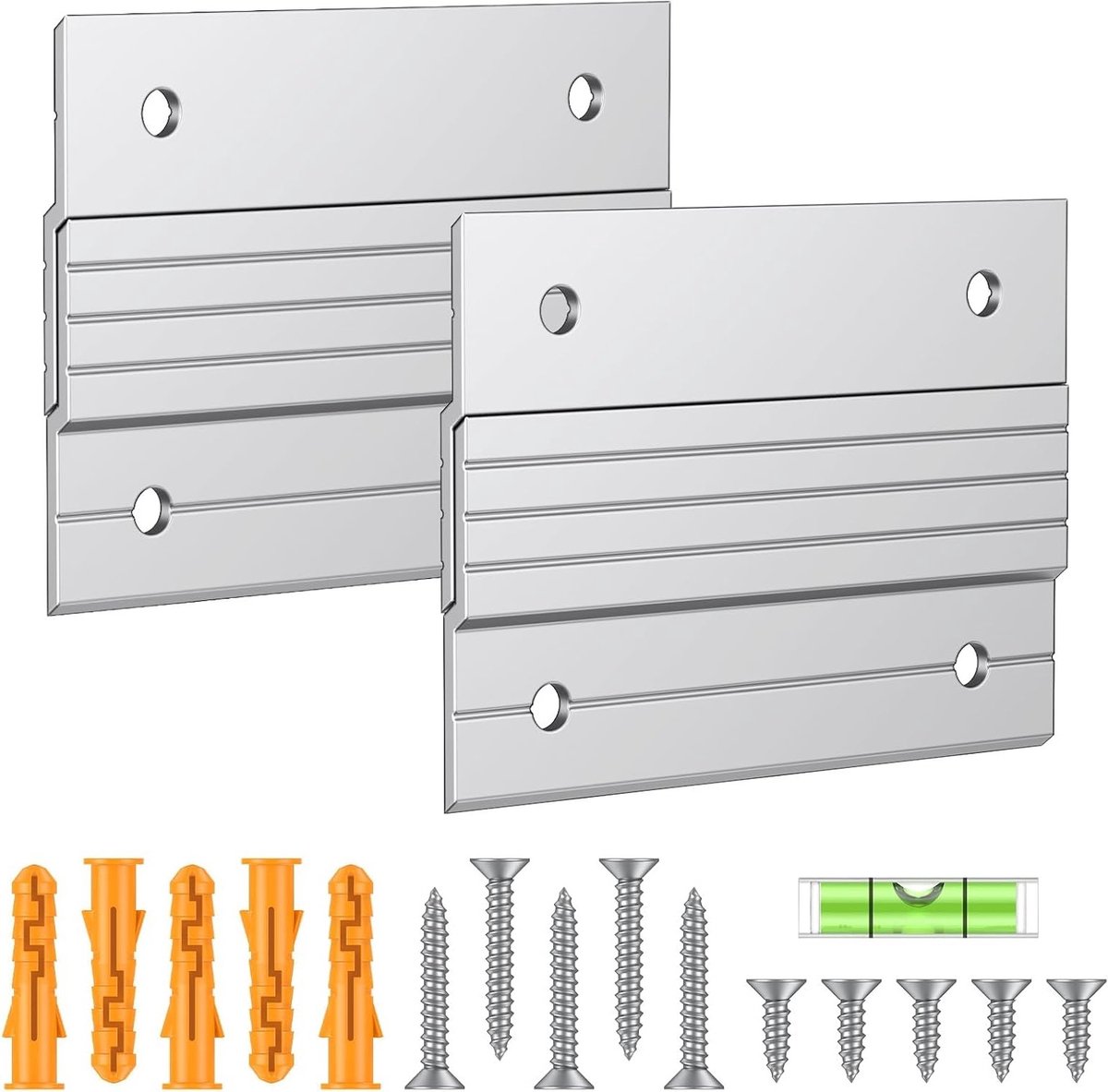2 Paar 10cm Franse Schoenhangers met 18kg Draagvermogen - Aluminium Wandbeugel voor Schoenopslag en Spiegelbevestiging met Waterpas en Locking Z-Bar Clip