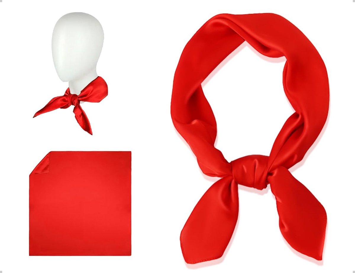 Dailygoods - Elegante Zijden Sjaal voor Dames - Vierkante Bandana in Rood (70 x 70 cm)