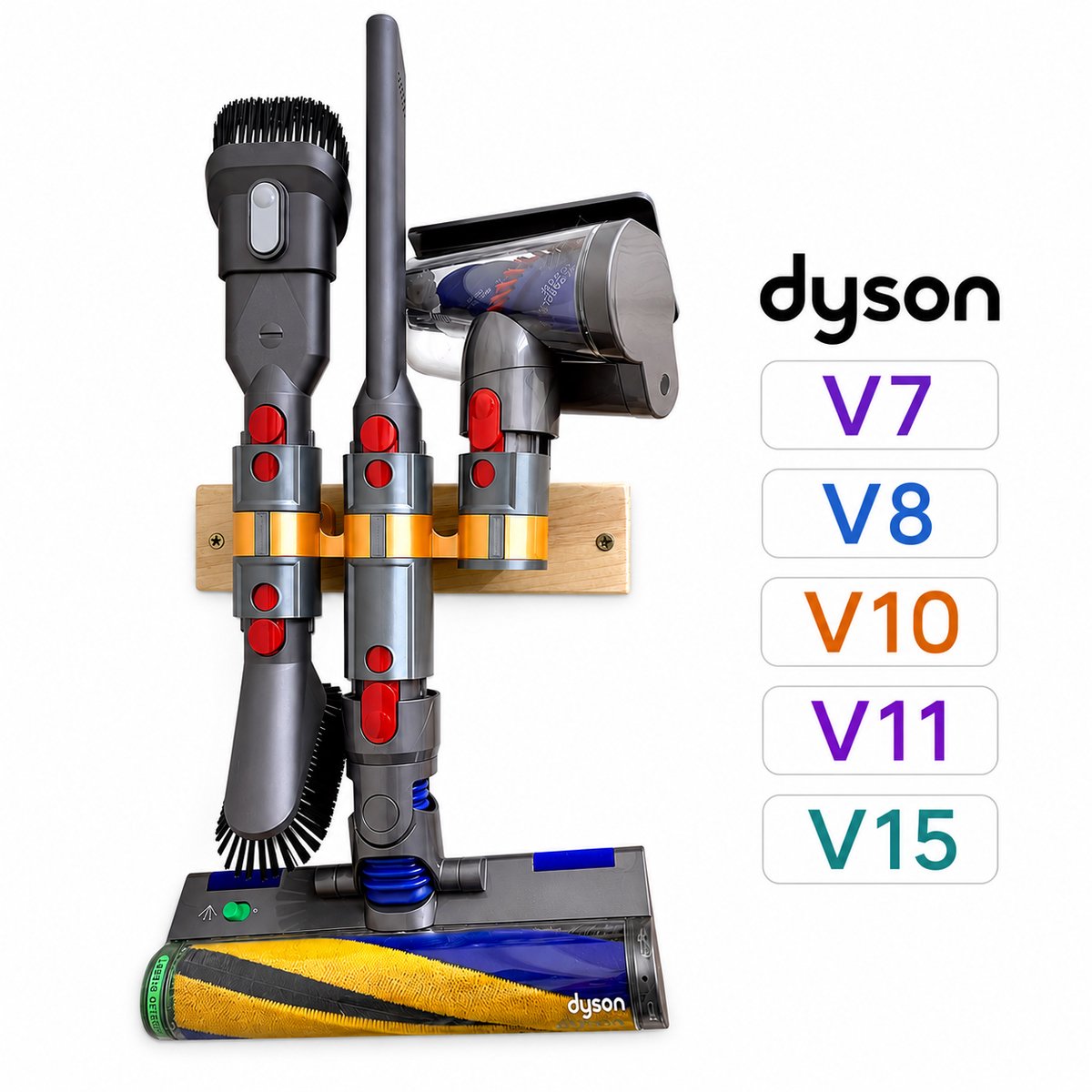Dyson Accessoire Houder - Dyson Wandhouder Voor 3 Tot 6 Opzetstukken - Geschikt Voor Dyson V15 V11 V10 V8 V7 - Accessoire Organizer - Tool Houder - Wandmontage Opbergsysteem - Ruimtebesparend - Goud
