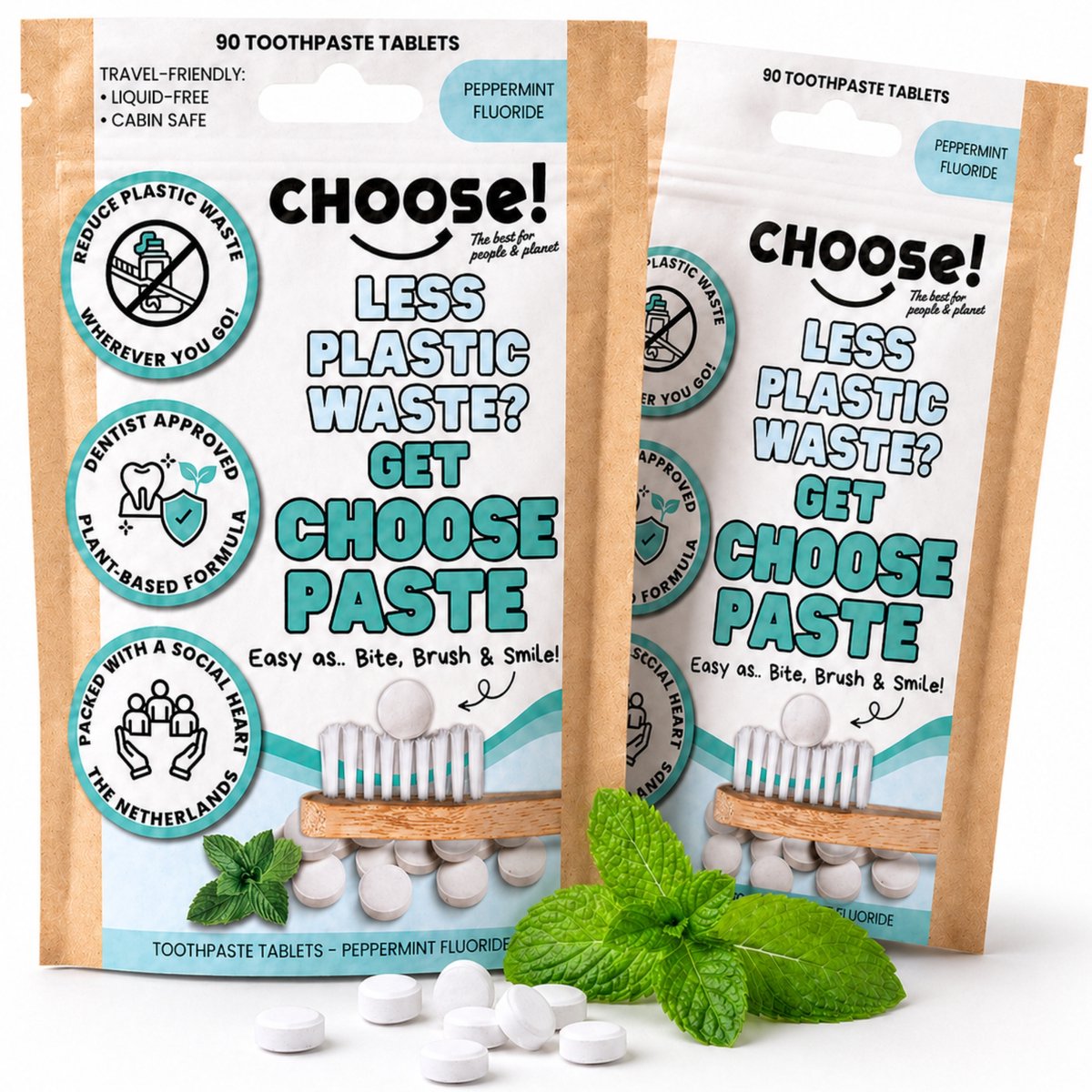 CHOOSE Family Box - 720 Tandpasta Tabletten - Duurzaam - Aanbevolen door Tandartsen - Zero Waste - Vegan - Fluoride - Ecologisch Verantwoord