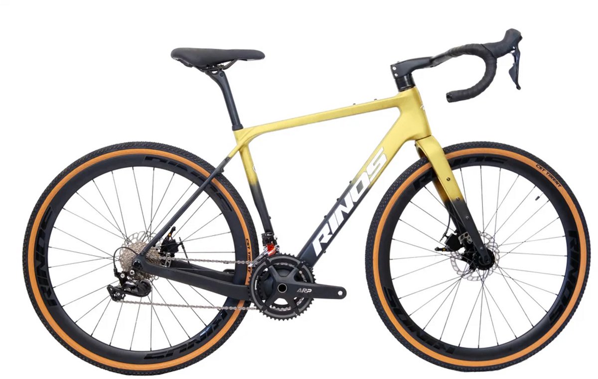 Rinos Sandman 3.0 Carbon - Gravel Fiets - Gravel Bike met SHIMANO 105 ST-R7000 - 22 versnellingen en schijfremmen - lichte fiets voor dames en heren - 700 x 40C - Zwart Zand - S - 52
