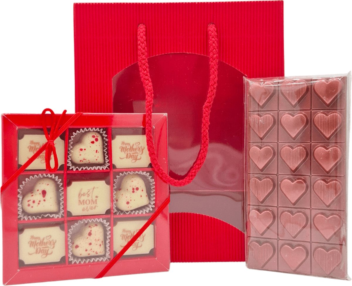 Giftset - Moederdag - Rode Giftbag - Bonbons