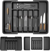 Range-couverts extensible – avec 8 compartiments – système de rangement pour tiroirs de cuisine – pour couverts, couteaux et ustensiles
