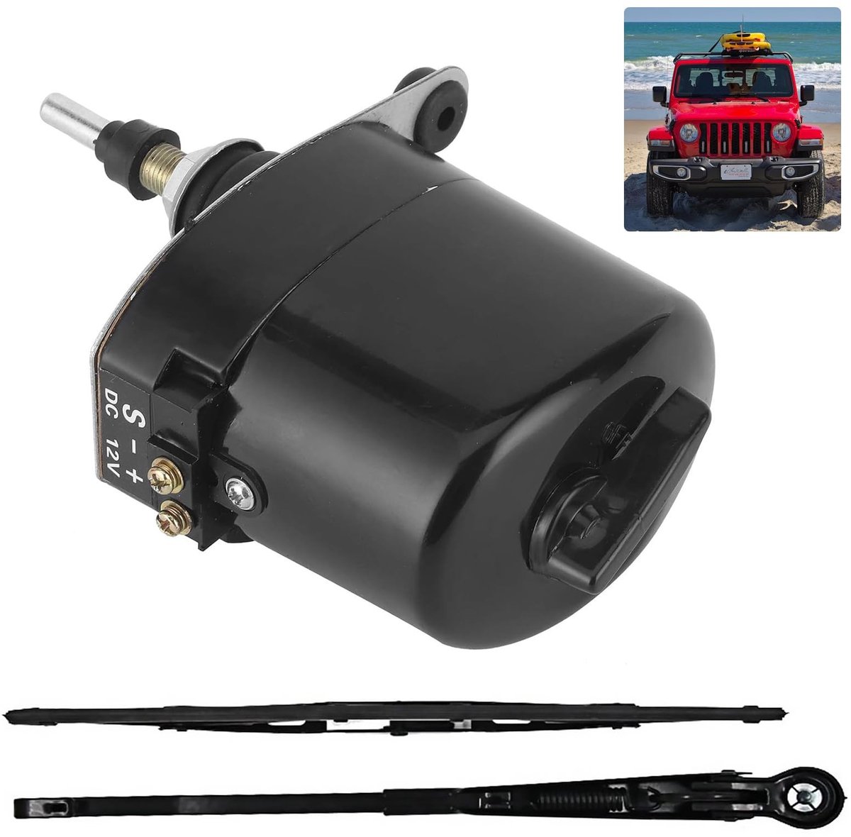 SMOAKEZ- Ruitenwissermotor 12V - Universele Ruitenwisser Kit - Met Arm en 105° Blade - Professioneel Design - Hoogwaardig Metaal - Duurzaam
