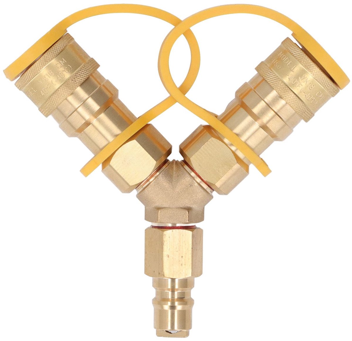 SMOAKEZ- Gas Splitter 3/8 Inch - Messing/Rubber - Veilig/Levensduur - Eenvoudige Bediening - Brede Toepassing - Lekvrije Verbinding - Gasverdeler