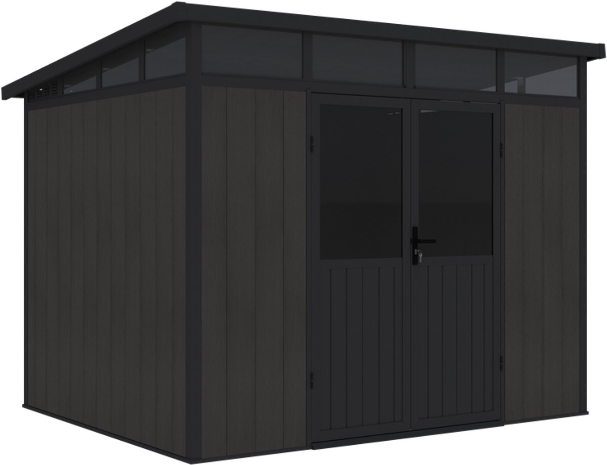 Aluminium tuinhuis met hellend dak 280.4cm (breedte) 212.4cm (diepte) RAL 9005 zwart