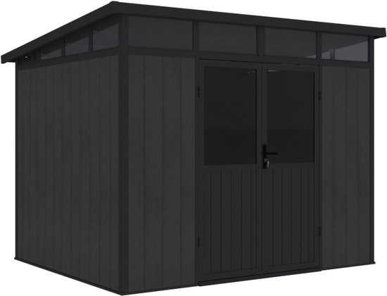 Aluminium tuinhuis met hellend dak 280.4cm (breedte) 212.4cm (diepte) RAL 9005 zwart