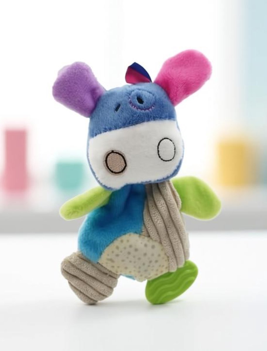 ElleMooi Hondenspeelgoed pluche koe met squeaker 16 cm - multicolor knuffeldier voor alle hondenmaten en leeftijden, inclusief puppyspeelgoed