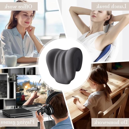 Ergonomische Neksteun voor Kantoorstoelen, Comfortabel Nekkussen voor Volwassenen en Studenten, Donkergrijs — afbeelding 2