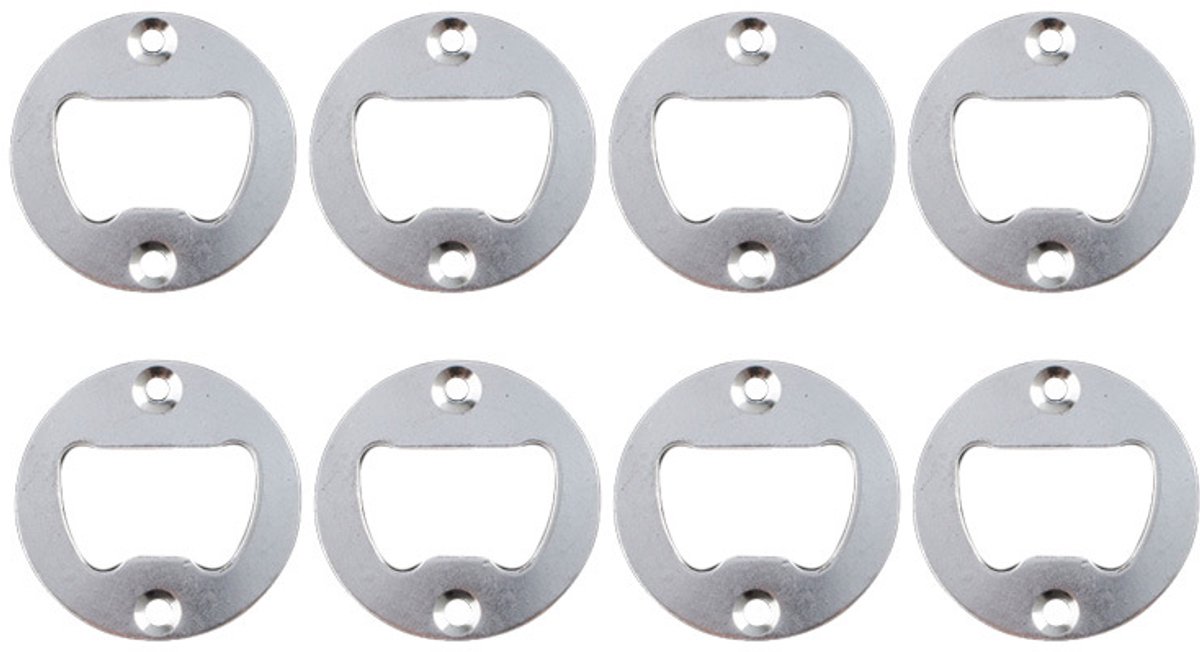 Set van 8 accessoires voor flesopeners, inclusief metalen inzetstukken, geschikt voor het maken van gietvormen voor flesopeners en als doe-het-zelf-accessoire voor bieropeners.