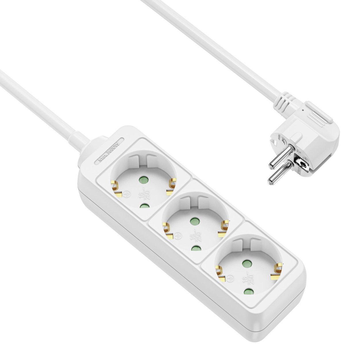 Stekkerdoos - 3-voudig - Wit - 3 meter - Allteq
