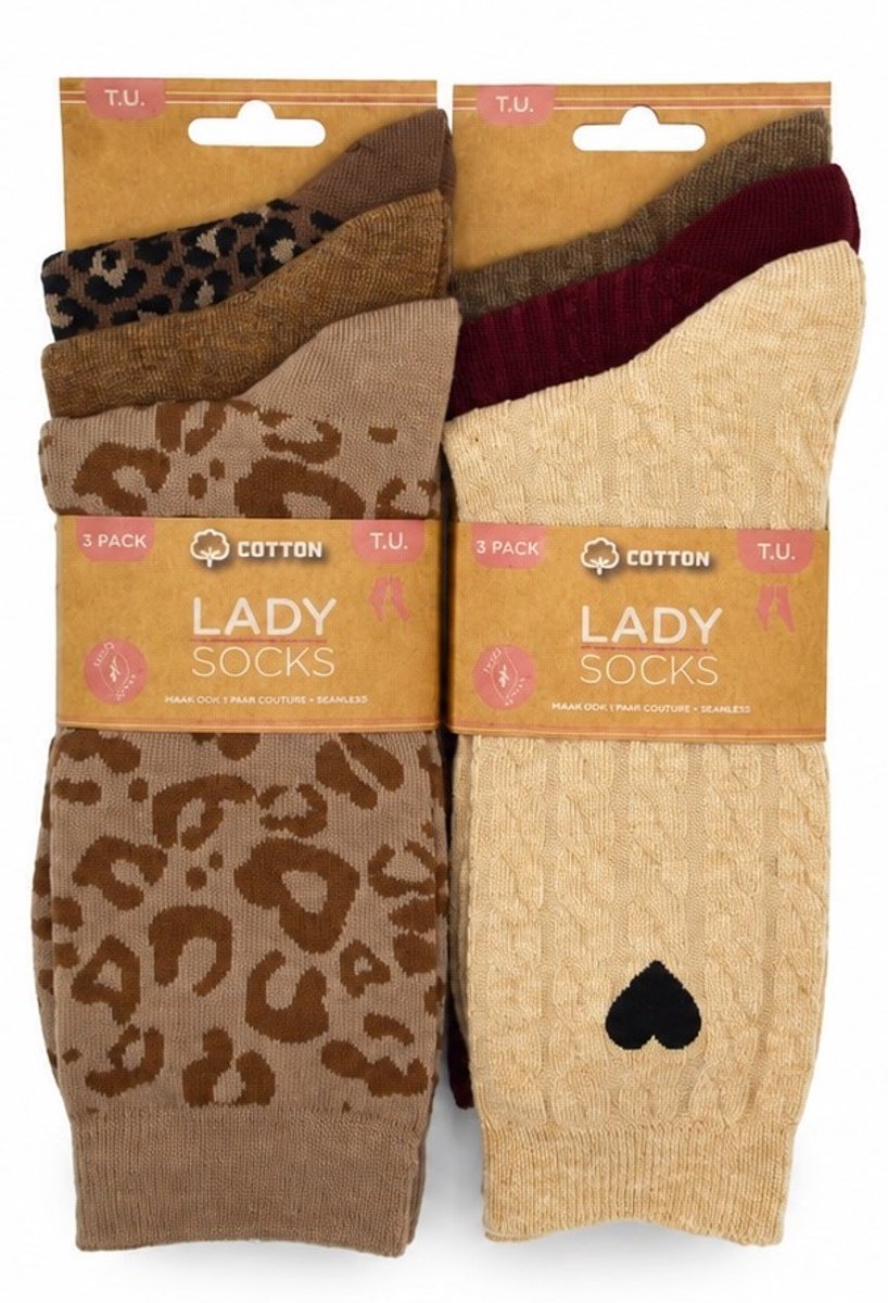 INTERSOCKS - 12 PAAR DAMESSOKKEN- MULTIPACK - 80% KATOEN - NAADLOOS- ONE SIZE