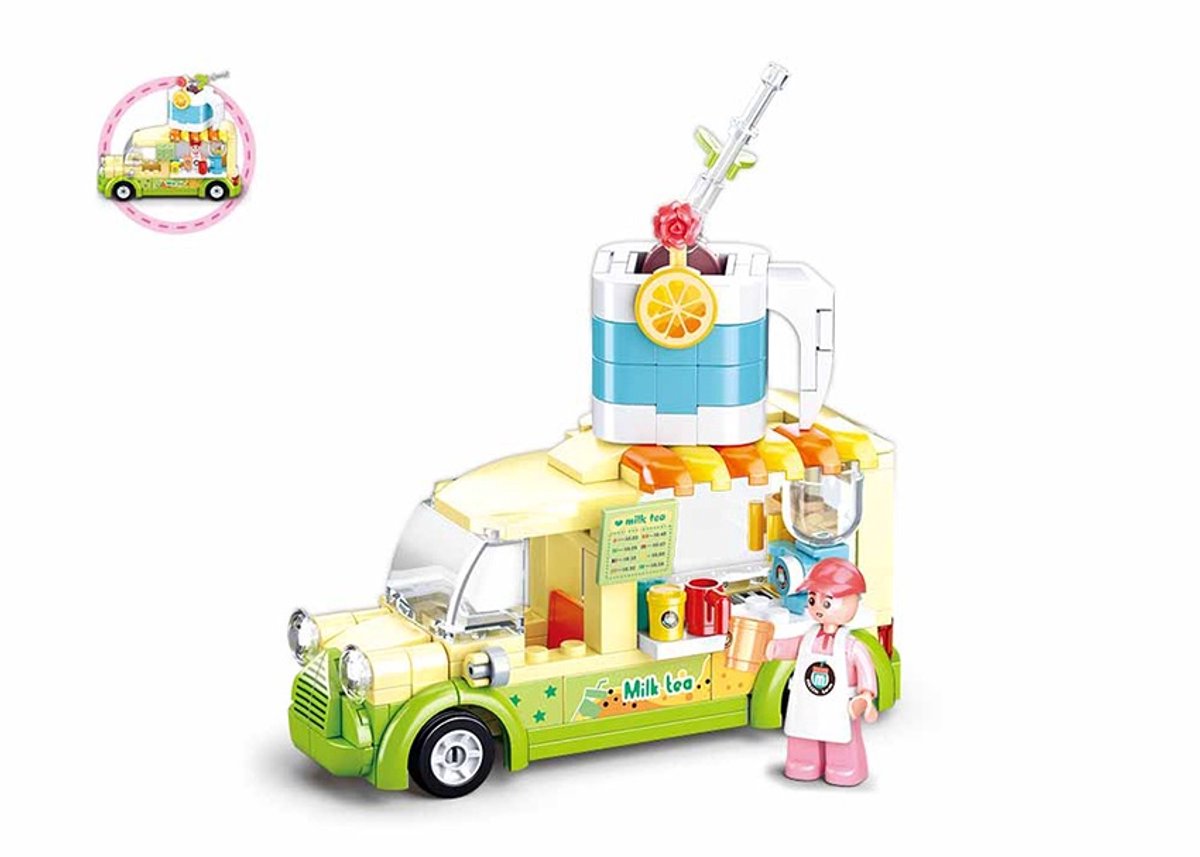 Sluban Girls Dream Smoothie Wagen bouwspeelgoed kinderen vanaf 6 jaar – Constructiespeelgoed modelbouw – bouwdoos met 174 bouwstenen en 1 minifiguur – M38-B0993C