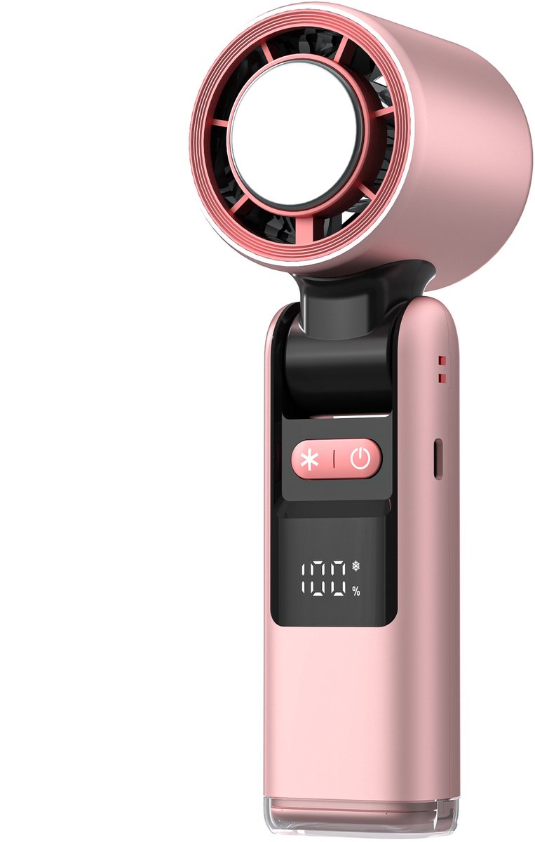 Draagbare handventilator - Handventilator - Opvouwbare miniventilator - 1-199 windsnelheden - Met koelplaat - Voor op reis buitenactiviteiten en strand - Roze