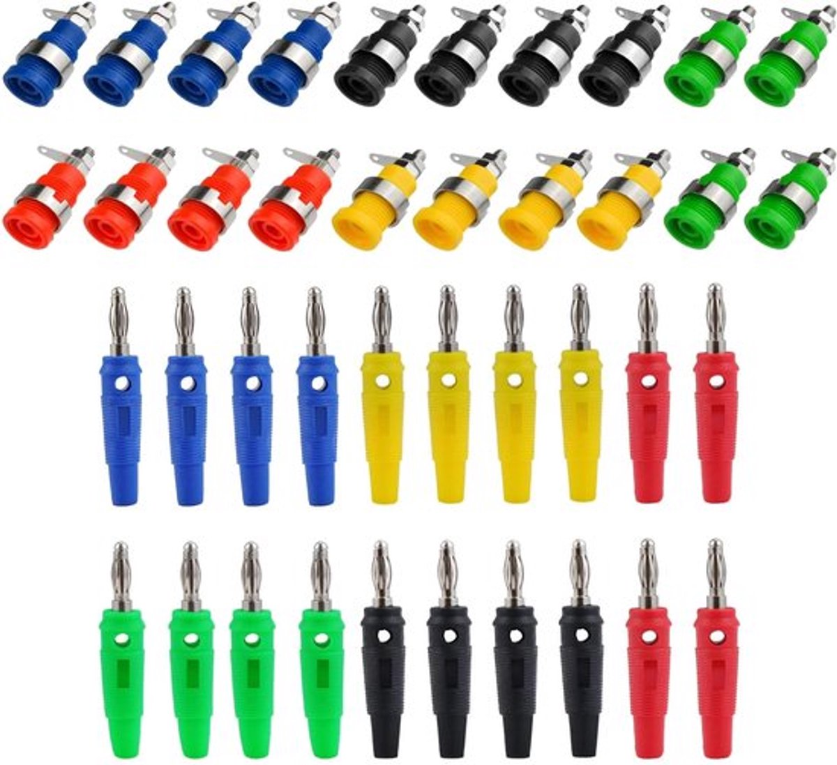 Allecto - Banaanstekkers - 4 mm banaanstekkers - 20 stuks